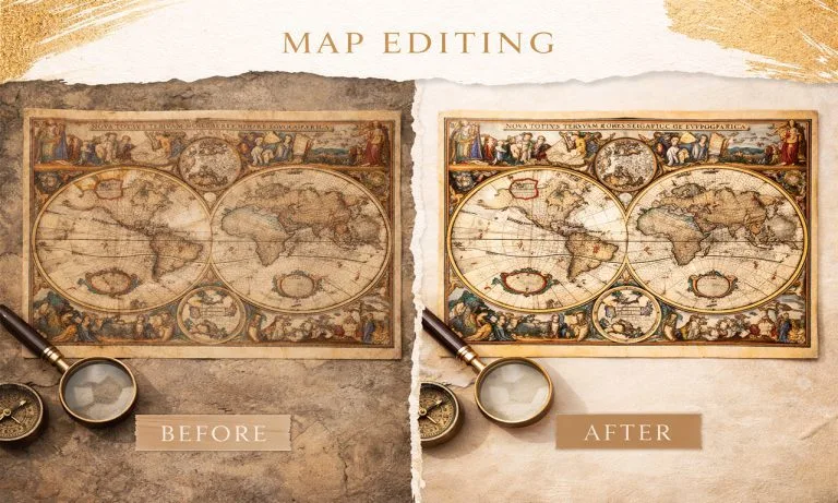 Art and antique photo restoration and editing using professional Photoshop techniques