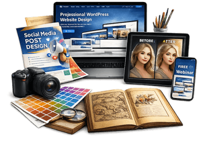 Creative design services mockup showcasing WordPress