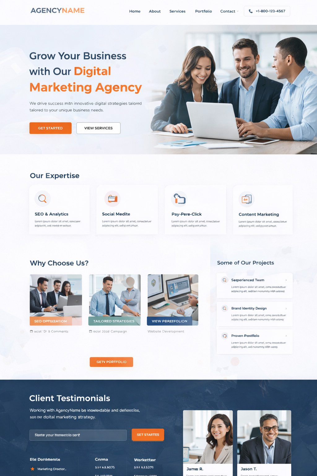 Modern digital marketing agency homepage design