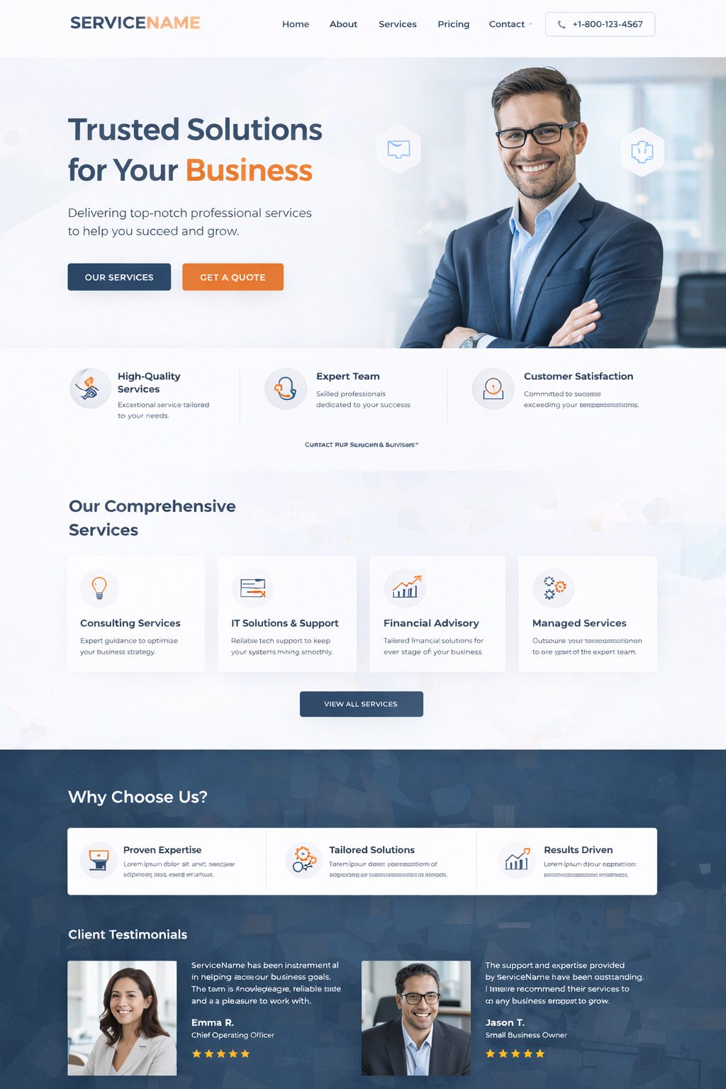High converting landing page homepage design layout