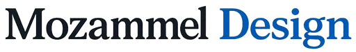 Mozammel Design logo for WordPress website design, graphic design, Photoshop editing, and art & antique edition services