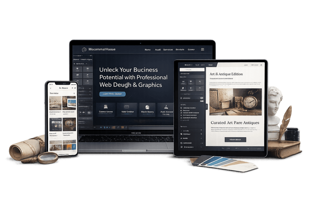 WordPress website design, graphic design, Photoshop editing and art antique edition services