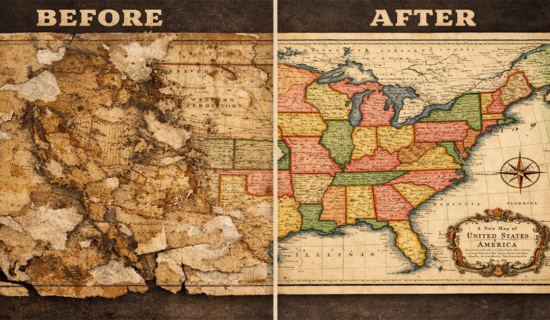 Before & After: Restoring a Historical Antique Map in Photoshop