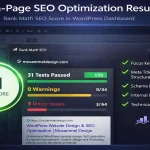 On-page SEO optimization result with Rank Math score 91 for improved WordPress website performance