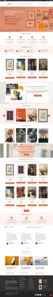Modern responsive ecommerce website design created with WordPress and WooCommerce for online art store