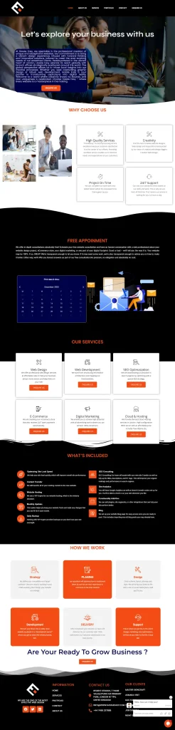 Professional business services website designed with WordPress for consulting and company services