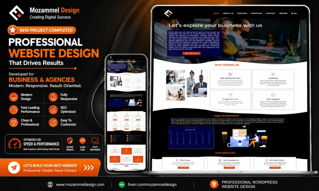 Professional WordPress business website design for Hassle Easy with responsive layout, SEO optimization, fast performance, and service pages.