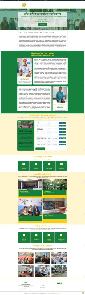 Rahim Uddin Bhorosa Women's College WordPress website homepage designed by Mozammel Design