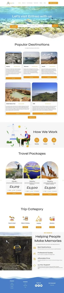 Responsive WordPress travel agency website designed for an Eritrea travel company by Mozammel Design