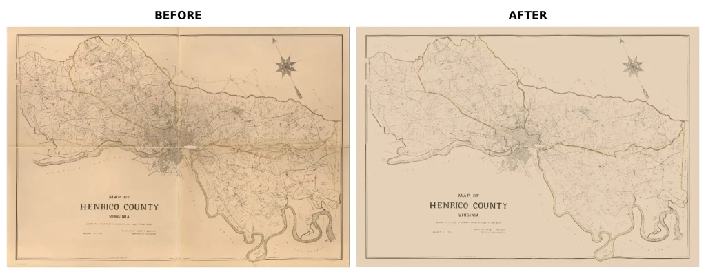 Henrico County Virginia historical map restoration before and after