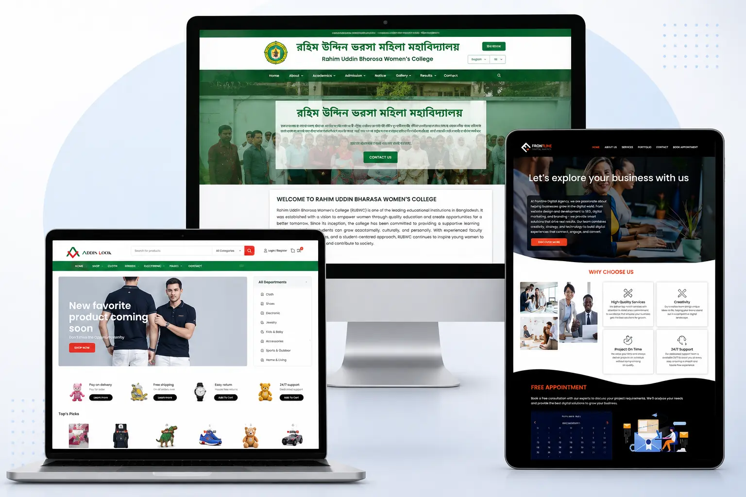 Selected WordPress website design projects by Mozammel Design